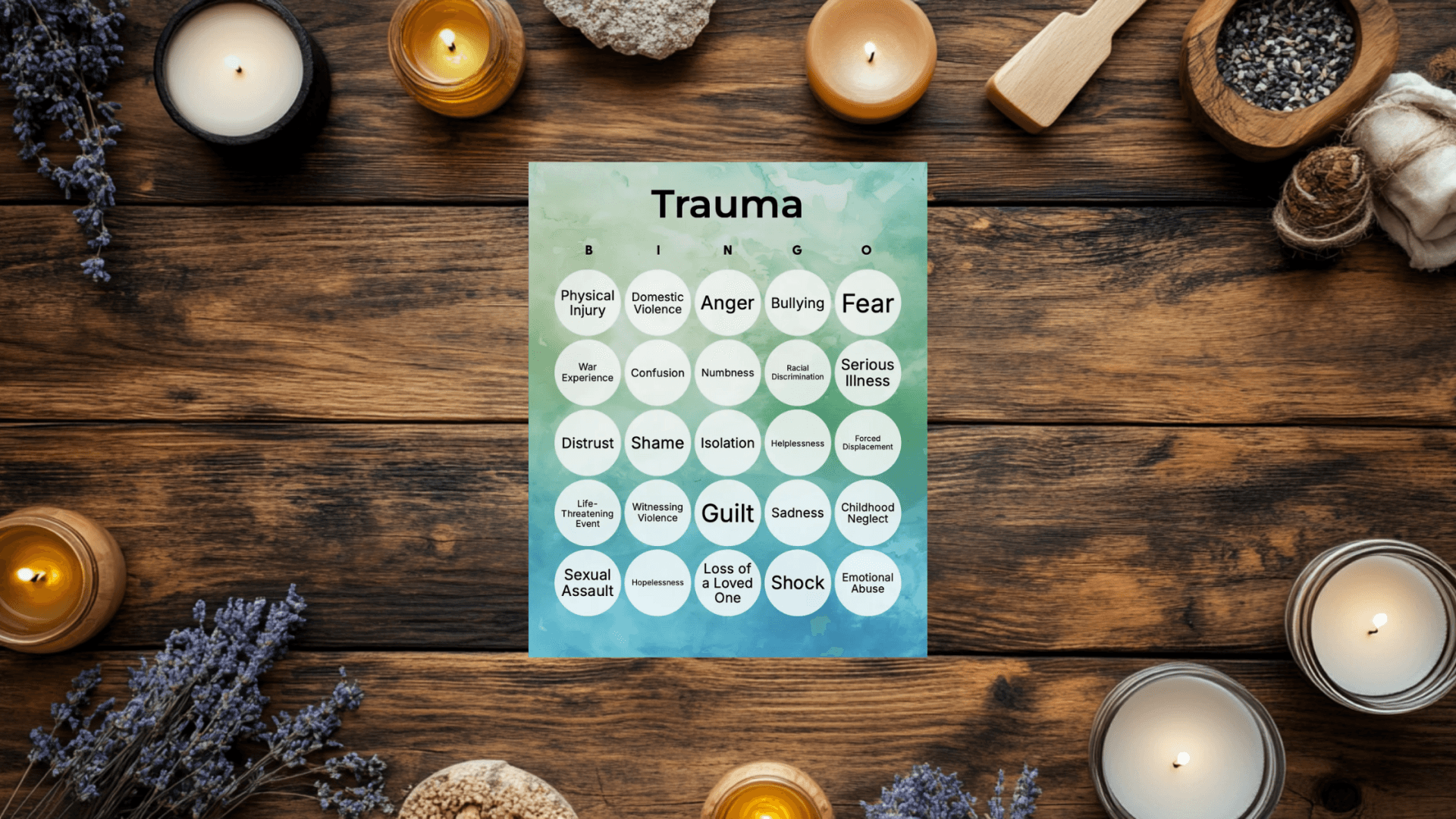 trauma bingo card