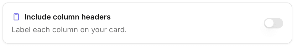 column headers screenshot