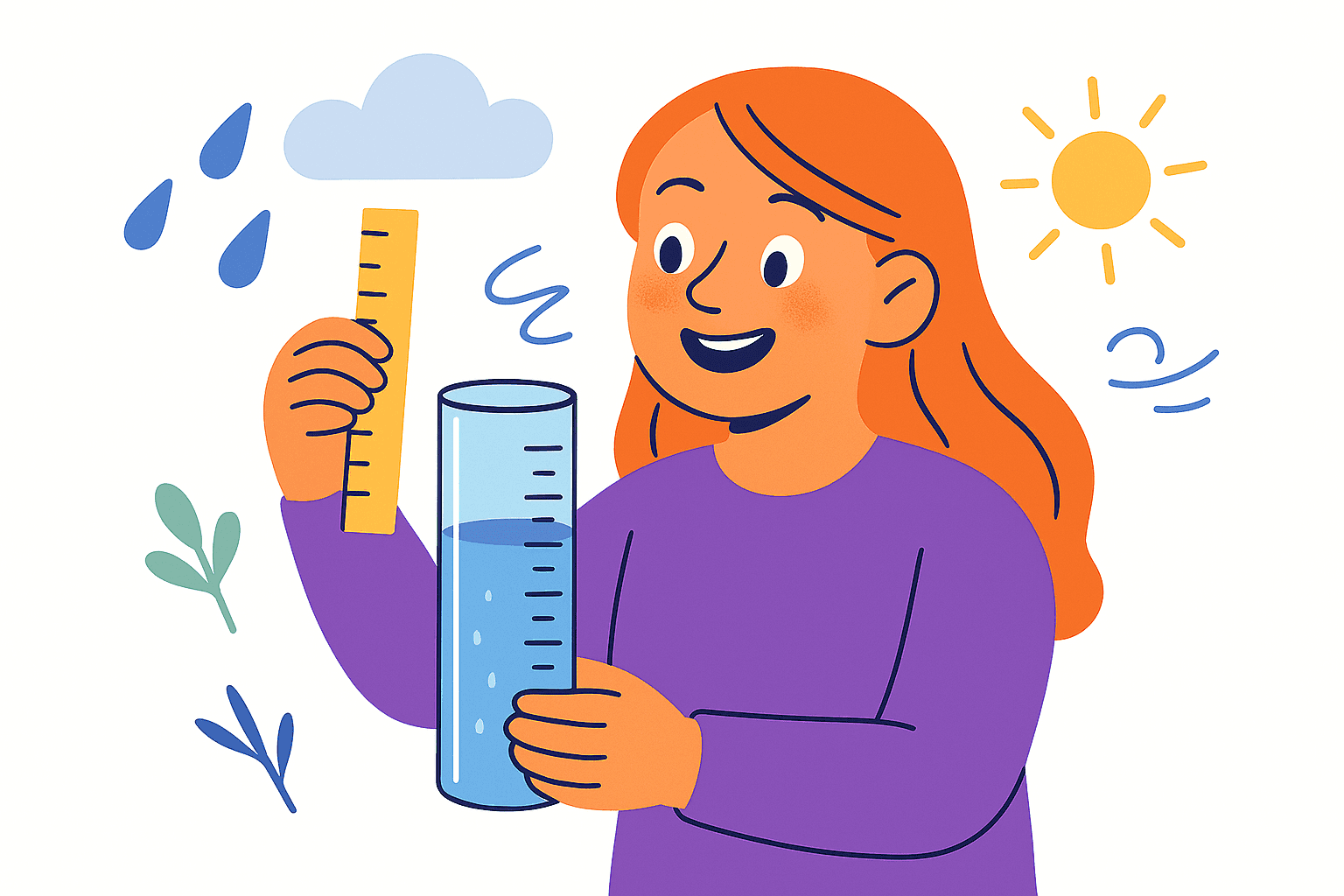 character measuring rain water