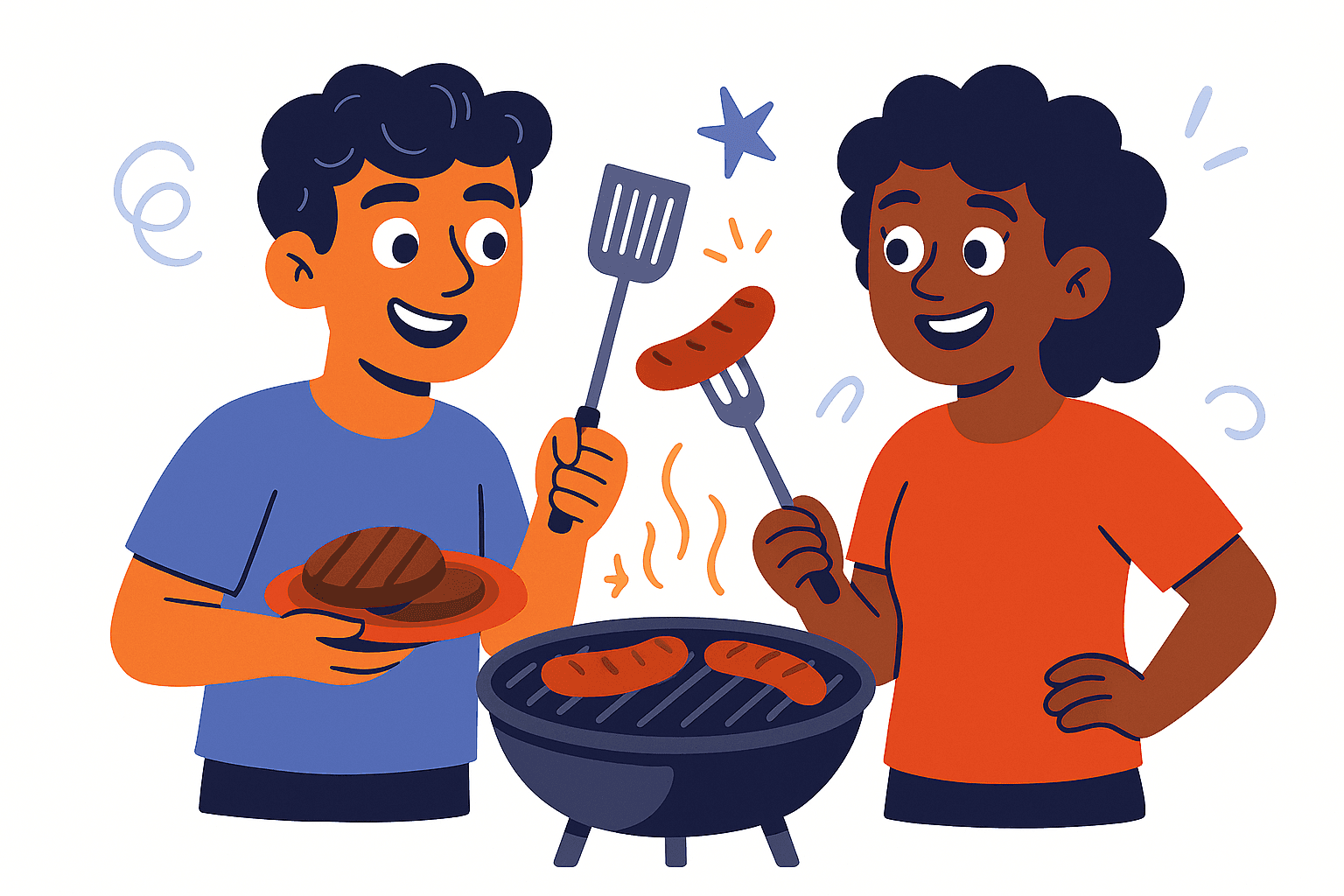 two characters at bbq