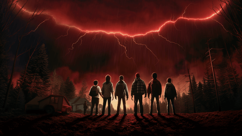 all people standing in night front of sky